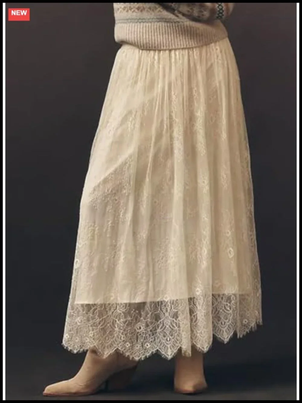 Boho Lace Maxi Skirt A-Line Flowy Long Skirt for Casual Wedding Guest